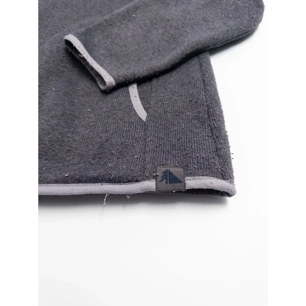 LL Bean Fleece Sweater Mens M Gray Snap Mock Neck Pockets 1/4‎ Pullover Outdoor